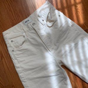 AGOLDE off white colored wide leg cropped jeans Ag